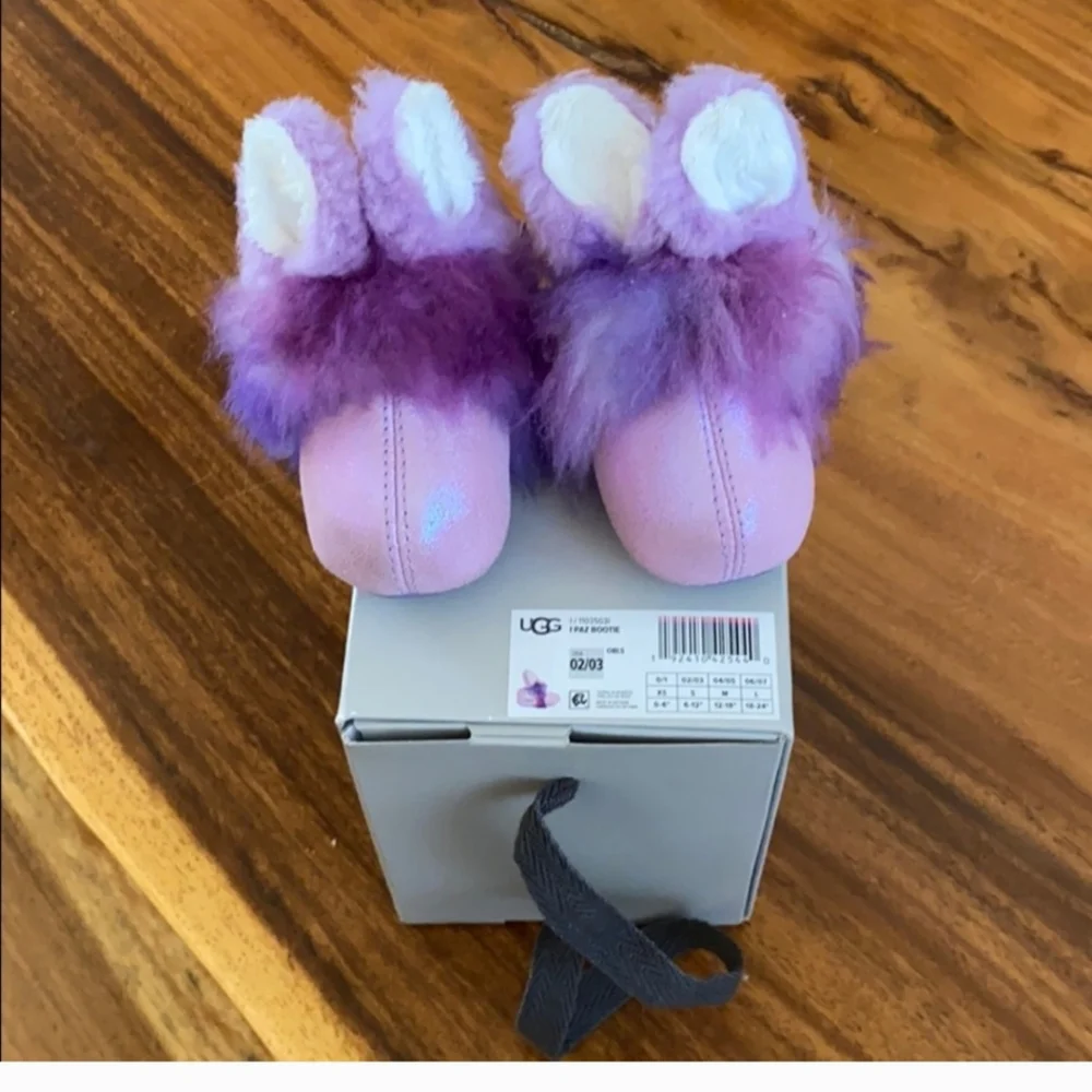 New Ugg Paz I Purple Fuzzy Bunny Bootie Ugg Size 02/03 6-12 months